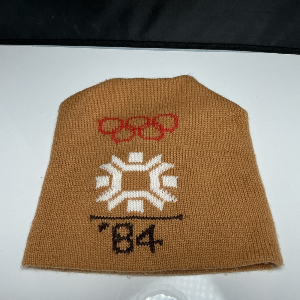 Vintage 1984 Sarajevo Winter Olympics Hat Cap Beanie Brown 84' Games